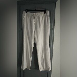 Neiman Marcus XL Extra Large Wide Leg 100% Linen Shell Cotton Lining Pant Beach